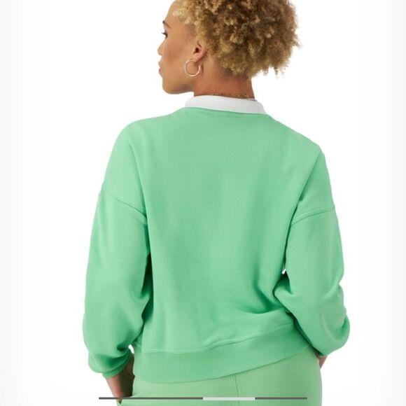 Champion Lime Green Vintage Inspired Collared Crewneck Sweatshirt - Picture 11 of 11